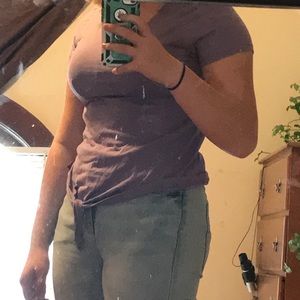 Purple short sleeve shirt